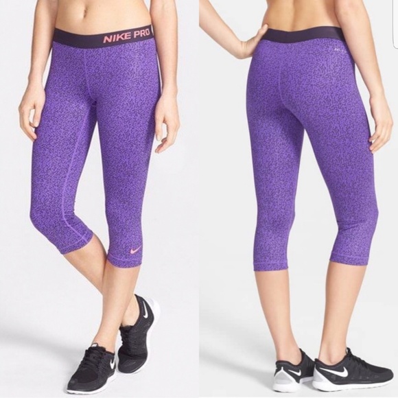 Nike Pants - Nike Pro Mezzo Purple Print Capris